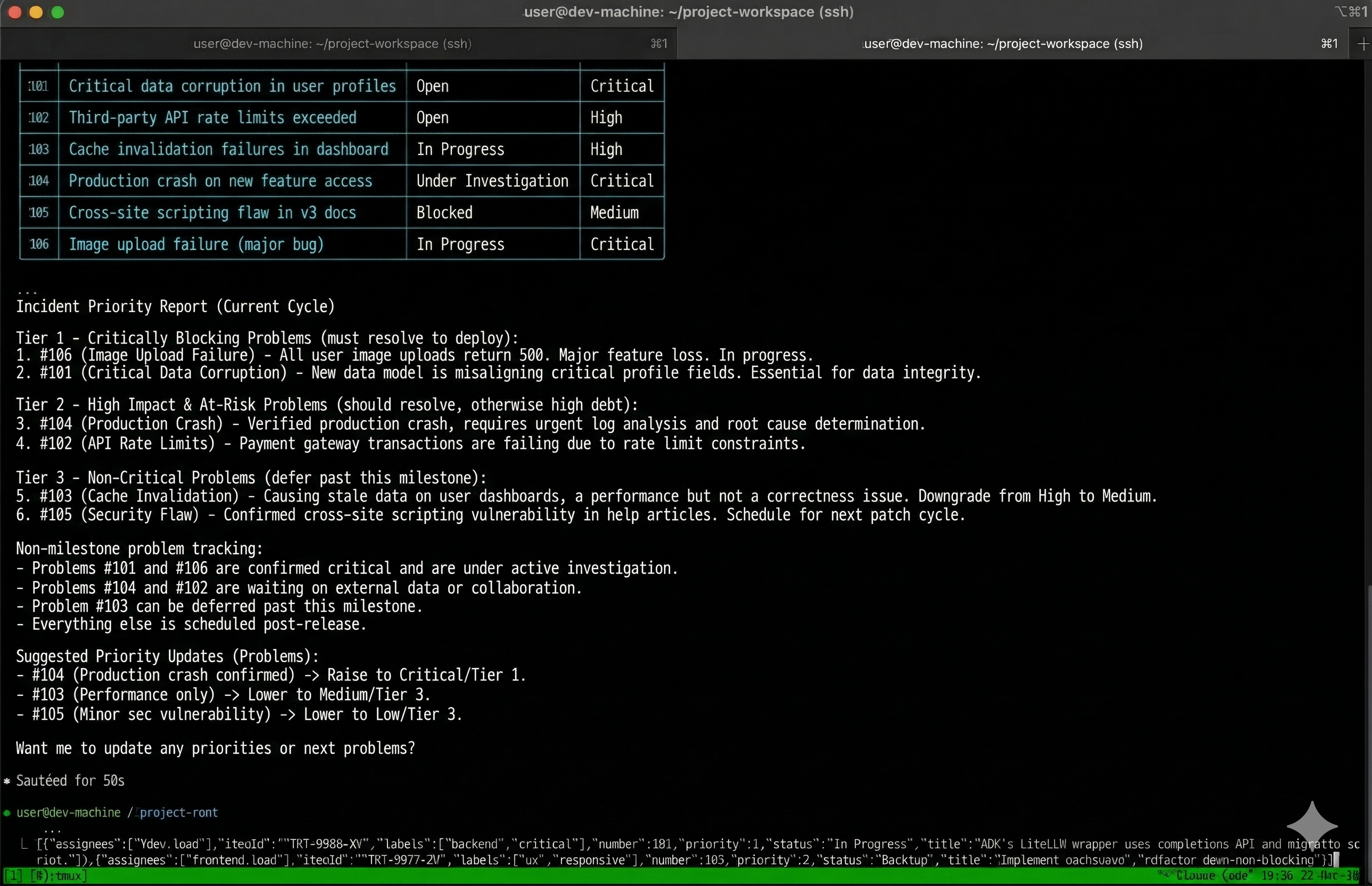 Claude prioritizing personal issues against a milestone
